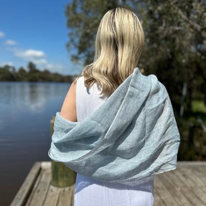 Marseille Linen Scarf Light Blue