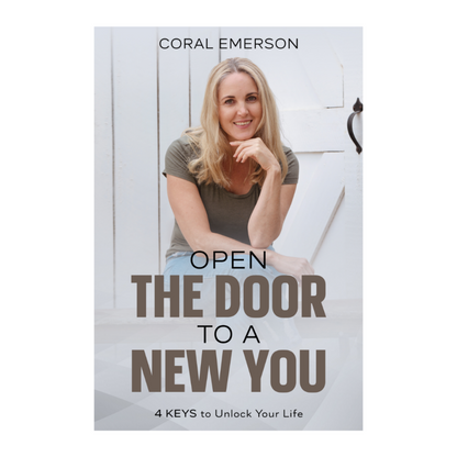 Book cover with a woman sitting and text about opening the door to a new you