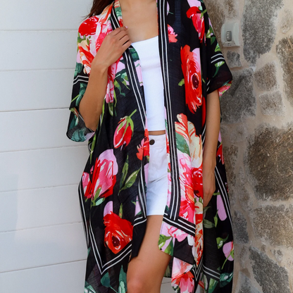 Tuscany Garden Kimono Cover Up