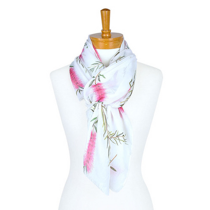 Australian Pink Bottlebrush Floral Scarf