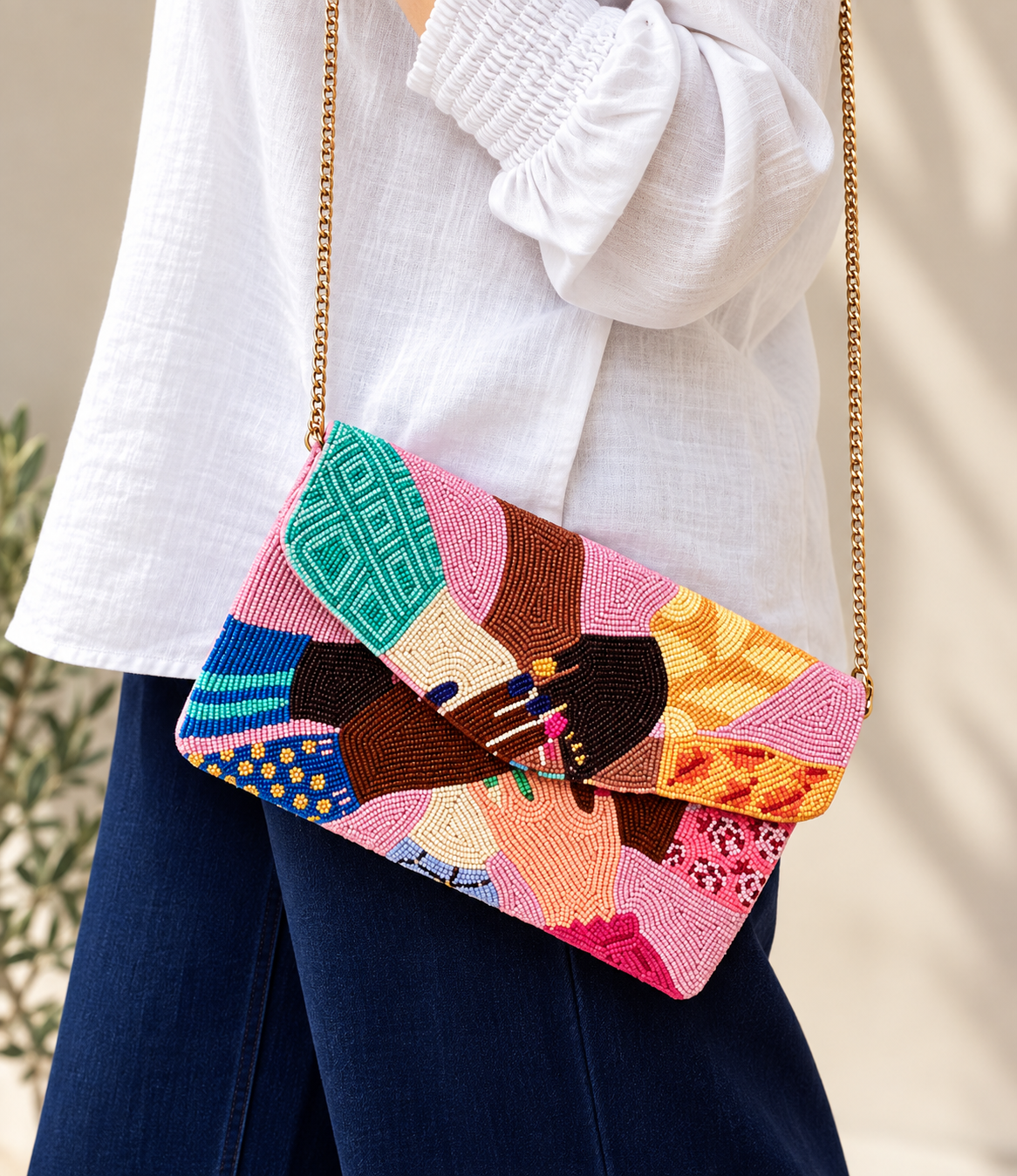 All Together Now Beaded Clutch Bag