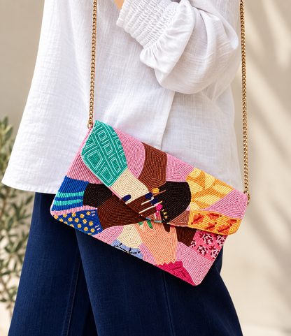 All Together Now Beaded Clutch Bag