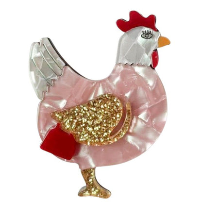Glitter Chicken Brooch