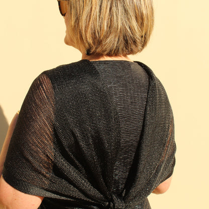 Black Glitter Evening Shawl Wrap