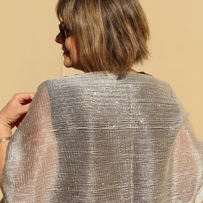 Silver Glitter Evening Shawl Wrap