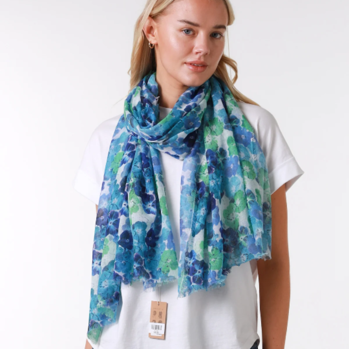 Blue Pansy Floral Scarf