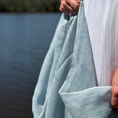 Marseille Linen Scarf Light Blue