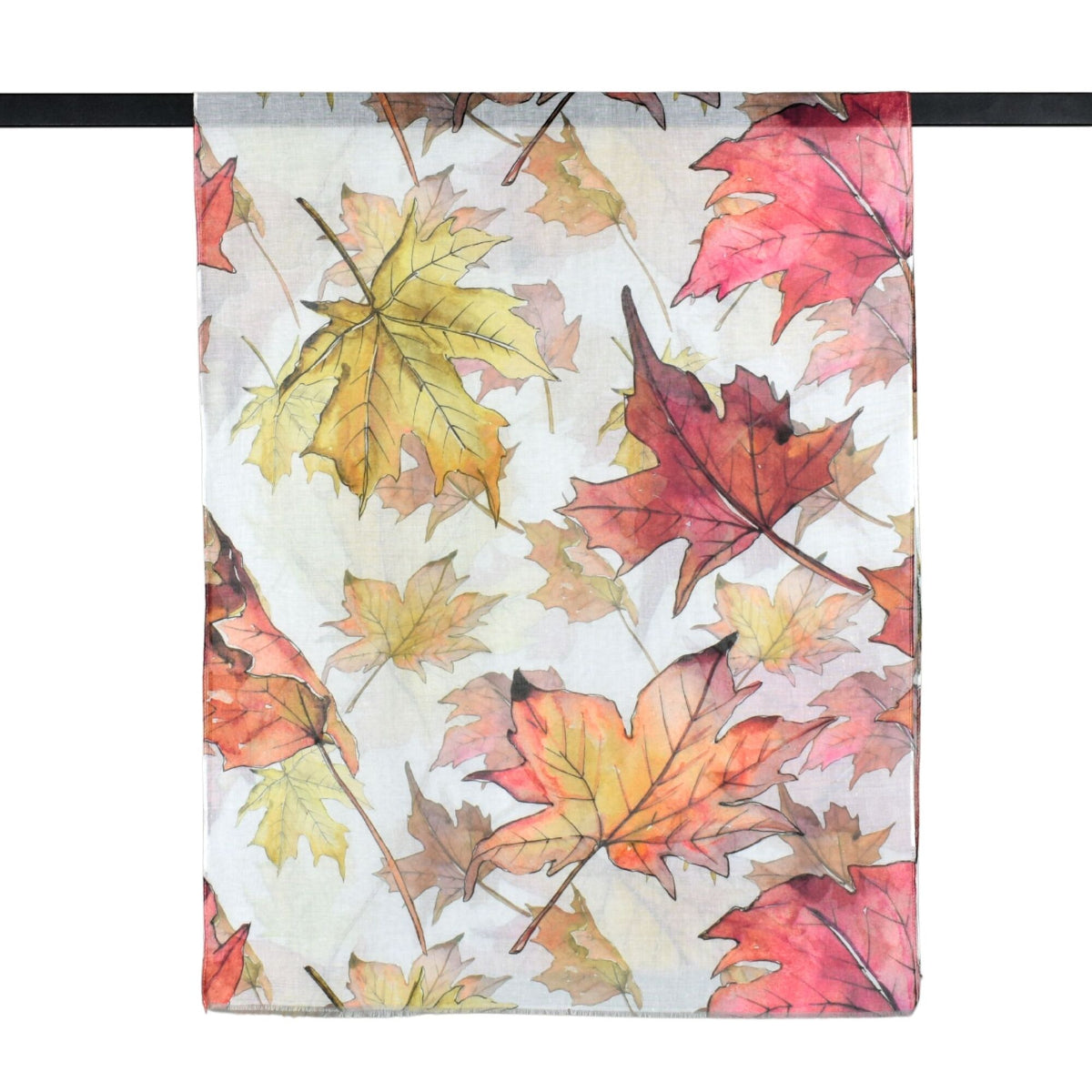 Scarf with autumn leaf pattern on a white background
