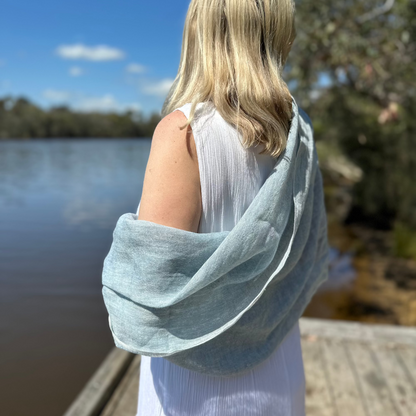 Marseille Linen Scarf Light Blue