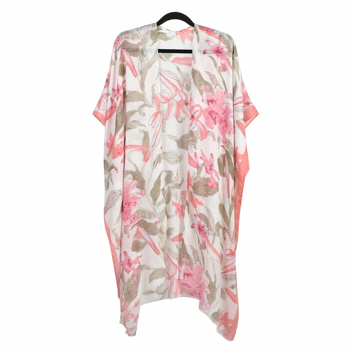 Floral patterned kimono on a white background