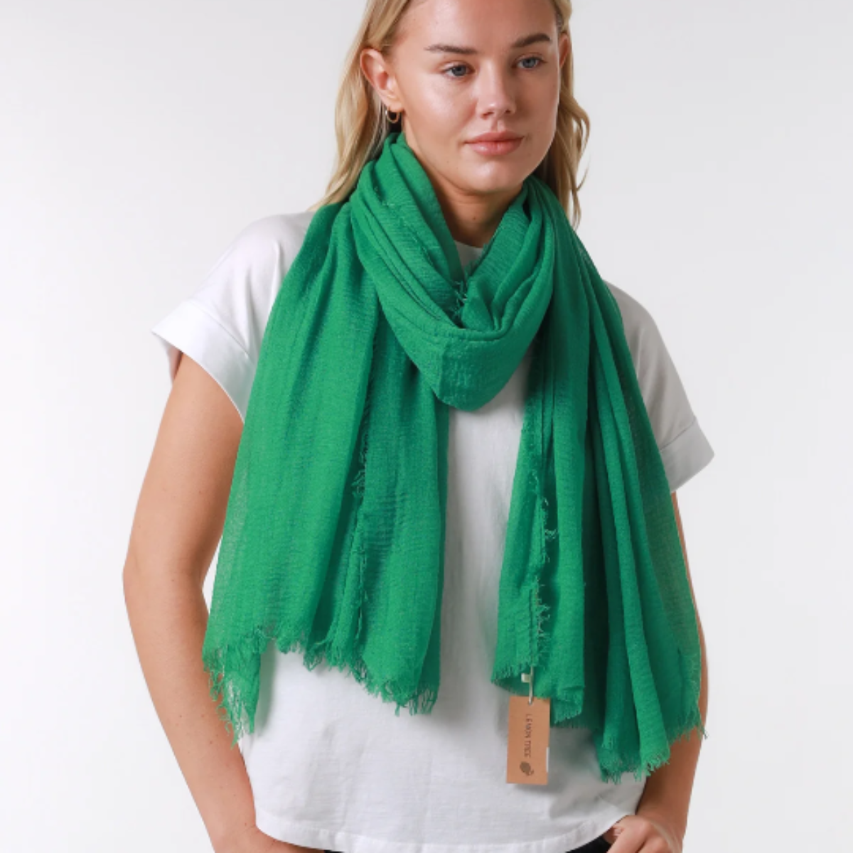Forest Green Plain Crinkle Scarf