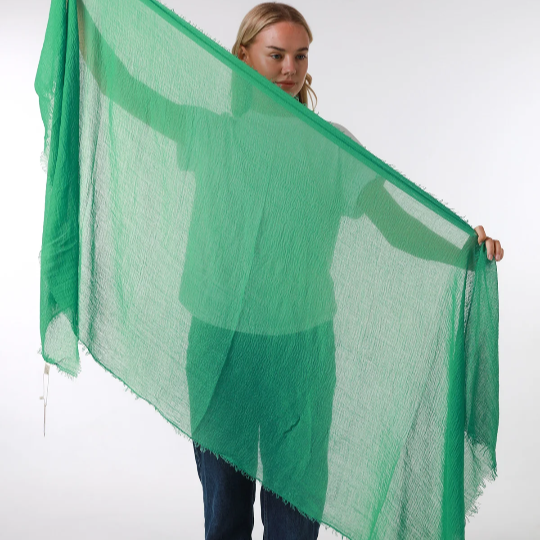 Forest Green Plain Crinkle Scarf