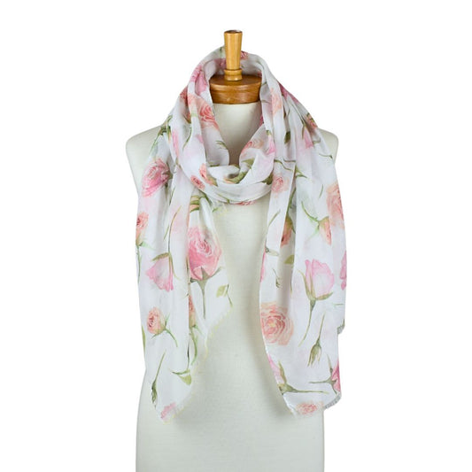 Lightweight Summer Rose Garden Floral Scarf