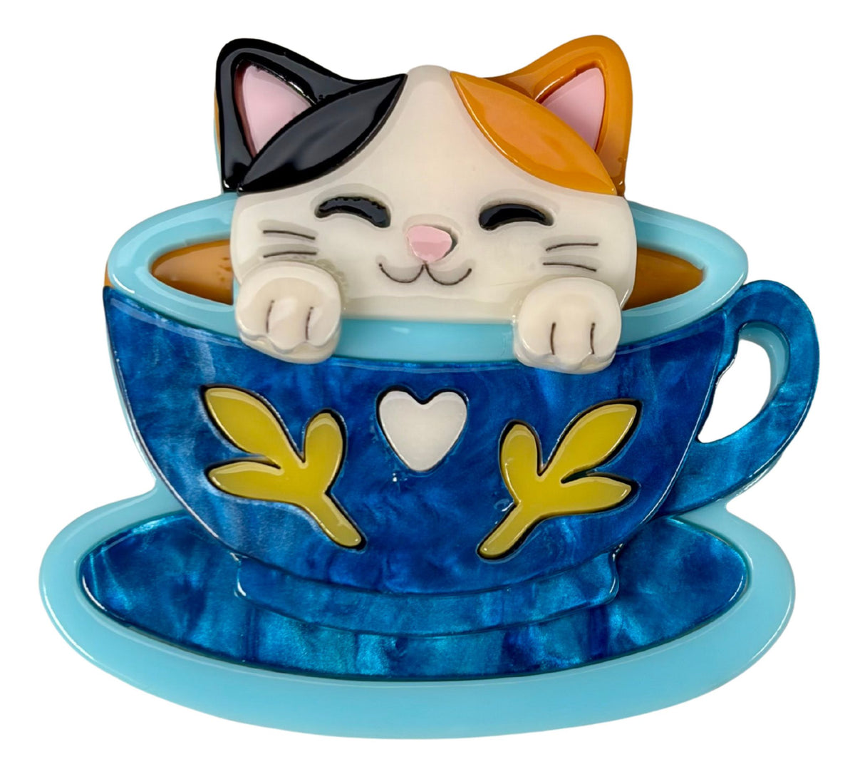 Teacup Cat Brooch