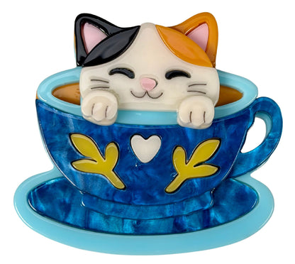 Teacup Cat Brooch