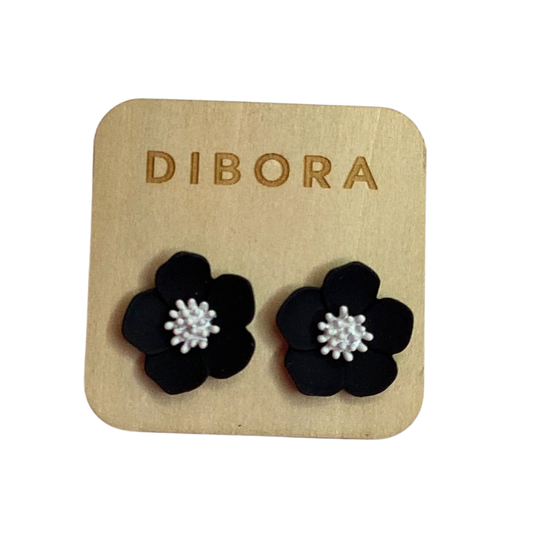 Black Flower Stud Earrings