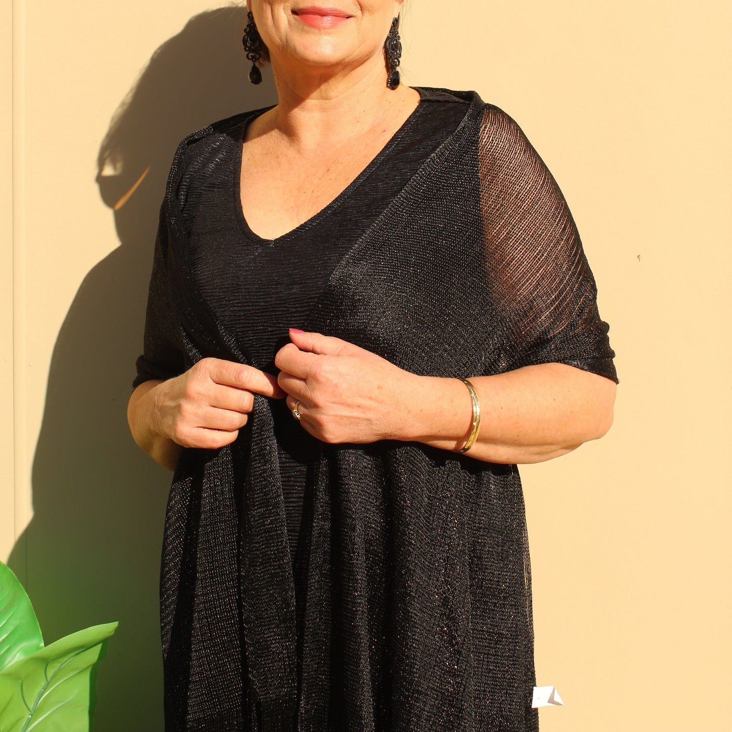 Black Glitter Evening Shawl Wrap