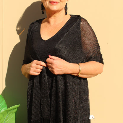 Black Glitter Evening Shawl Wrap