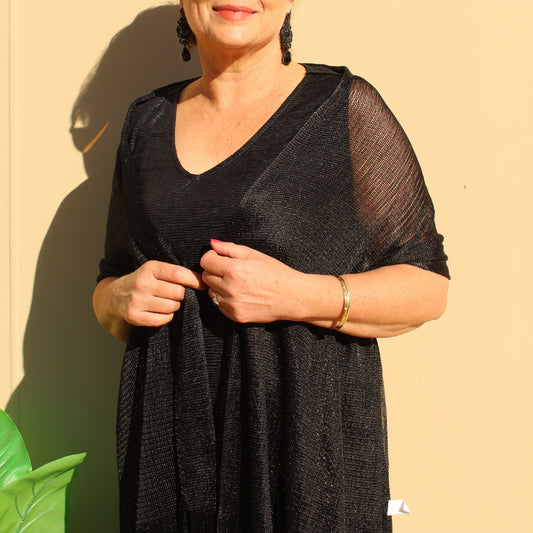 Black Glitter Evening Shawl Wrap