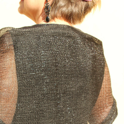 Black Glitter Evening Shawl Wrap
