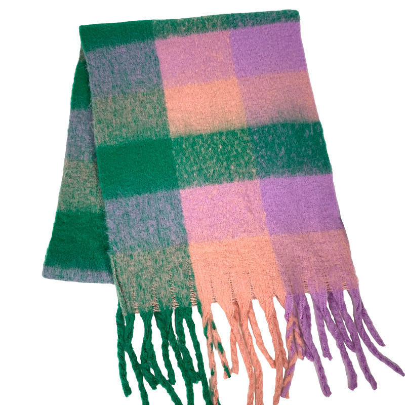 Lilac Check Blanket Scarf