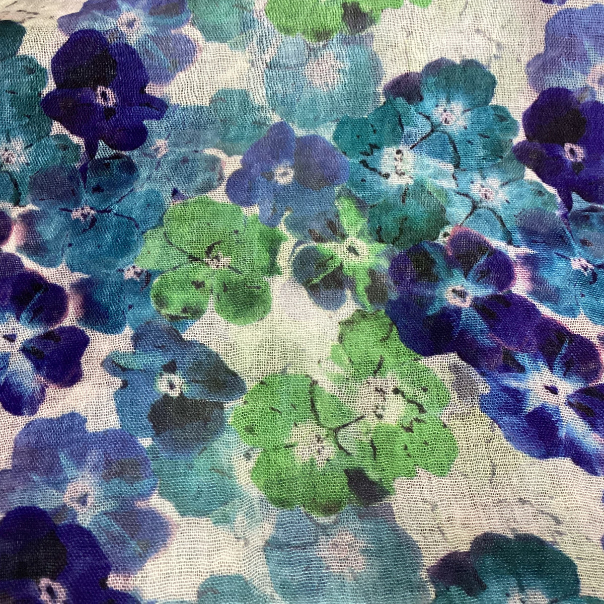 Blue Pansy Floral Scarf