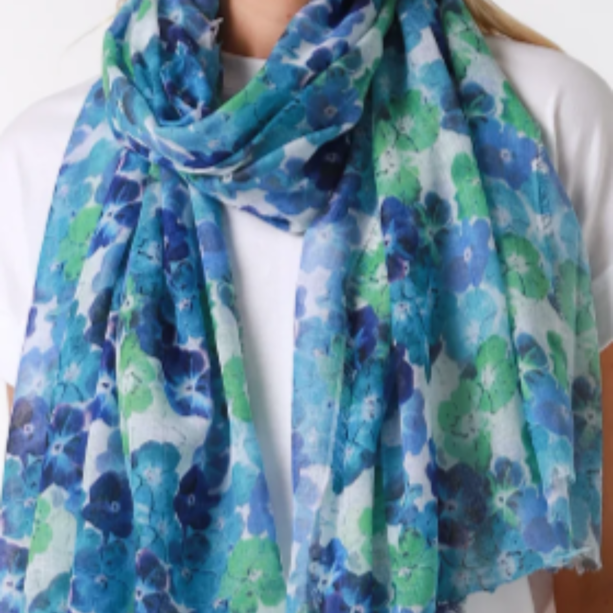 Blue Pansy Floral Scarf