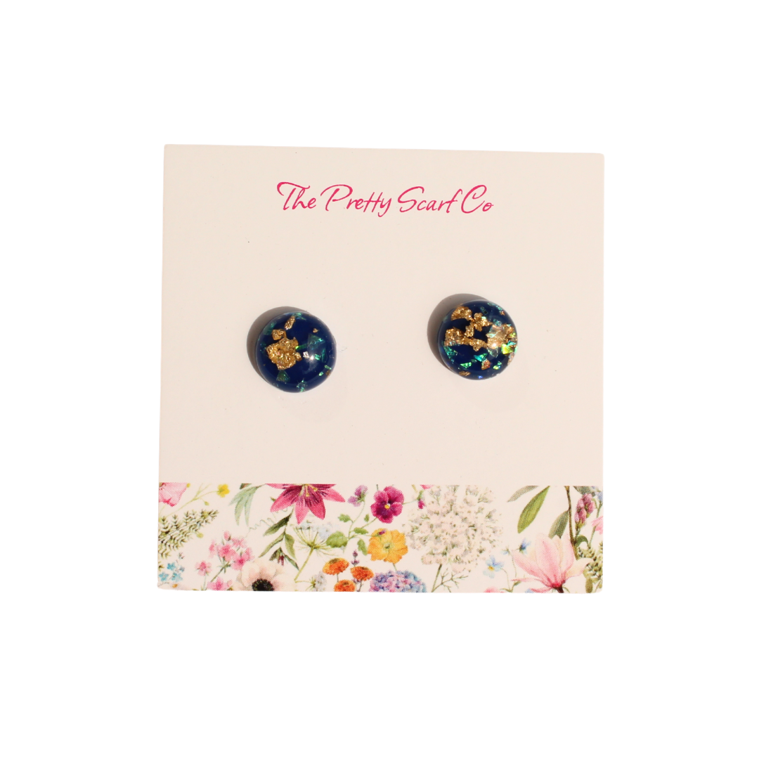 Blue Sparkle Stud Earrings