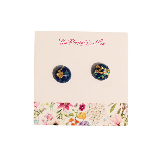 Blue Sparkle Stud Earrings