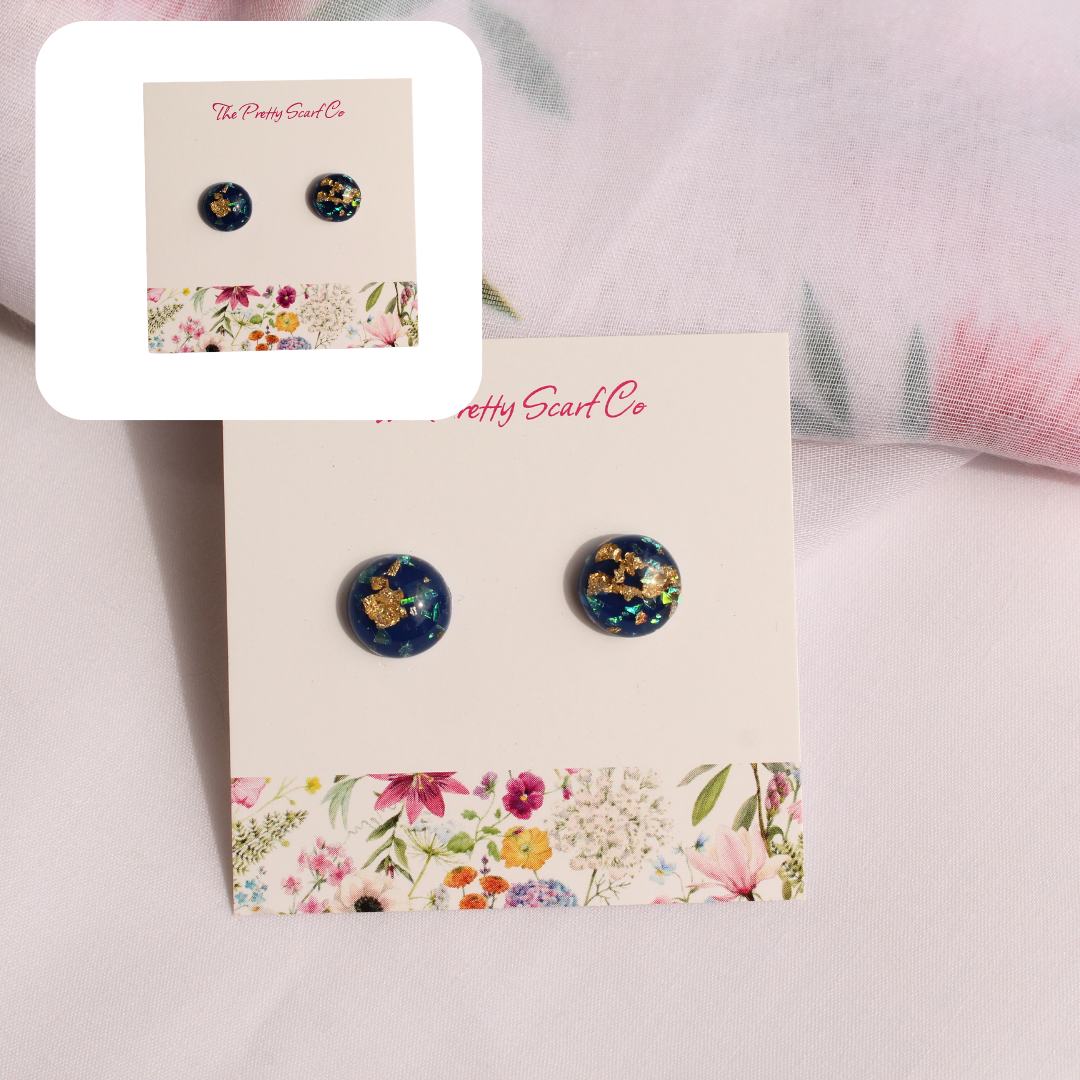Blue Sparkle Stud Earrings