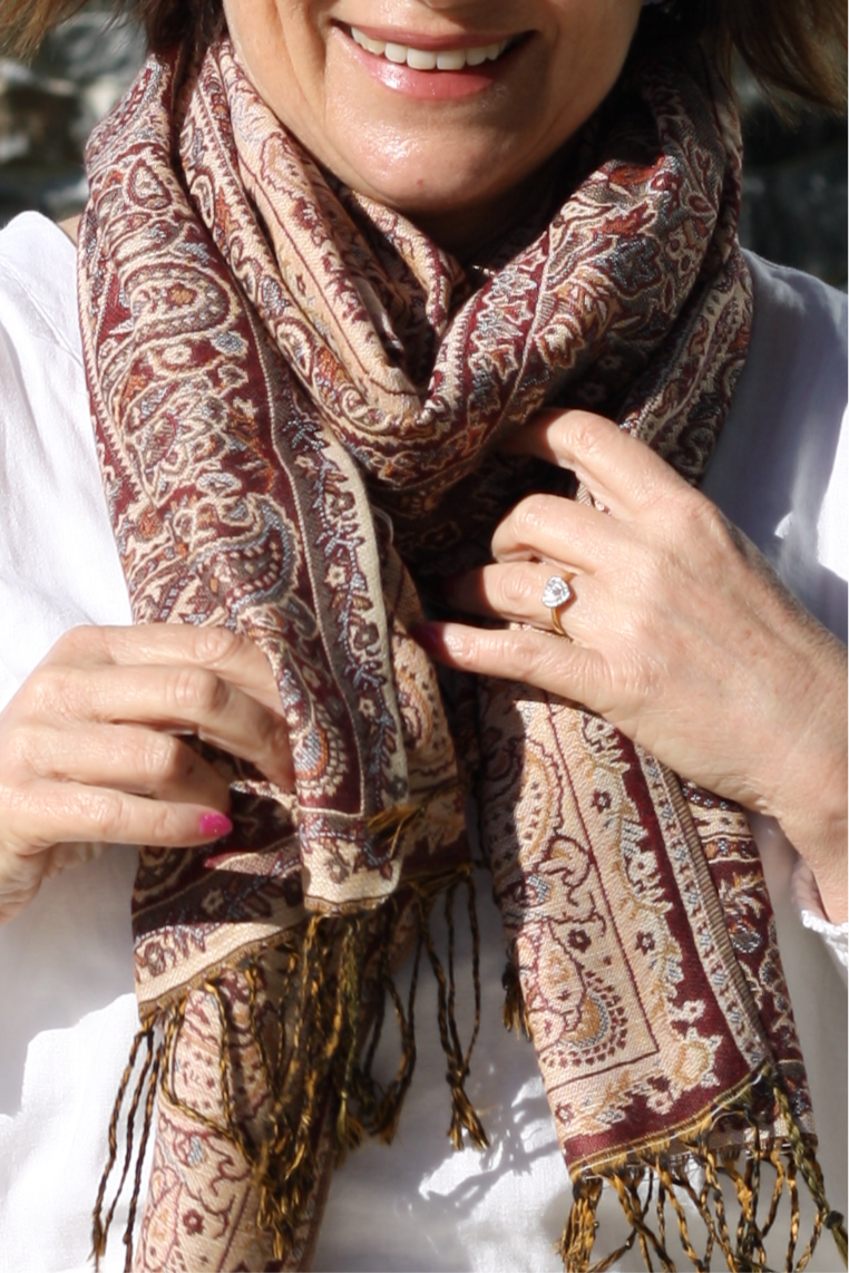 Cream Tapestry Pashmina