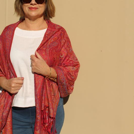 Red Marrakesh Pashmina Style Wrap