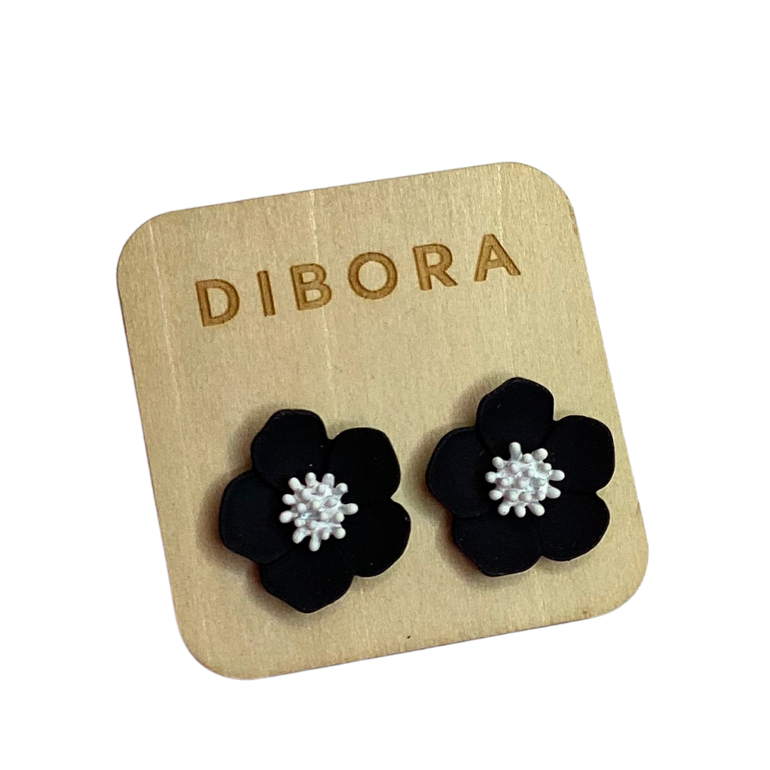 Black Flower Stud Earrings