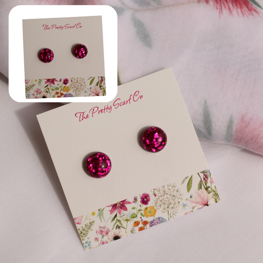 Fuchsia Pink Stud Earrings