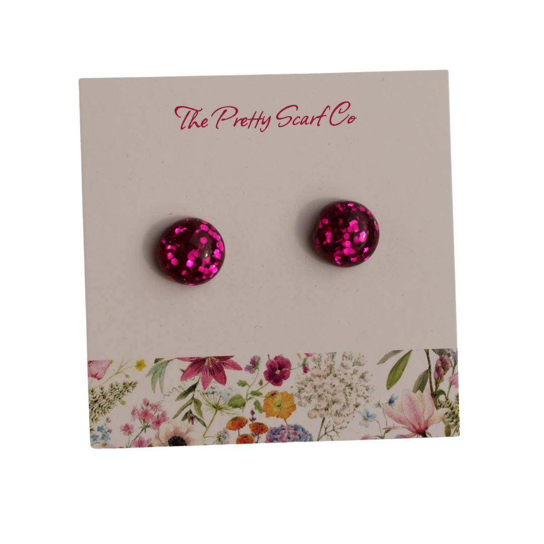 Fuchsia Pink Stud Earrings