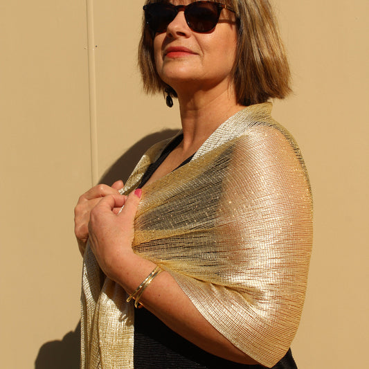 Gold Glitter Evening Shawl Wrap