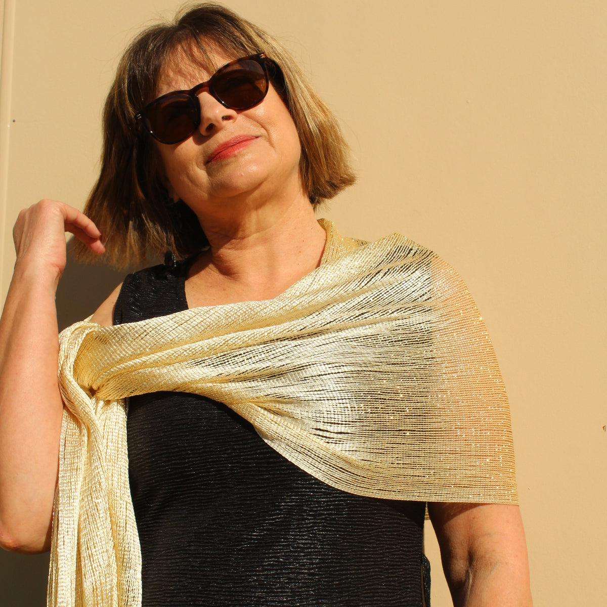 Gold Glitter Evening Shawl Wrap