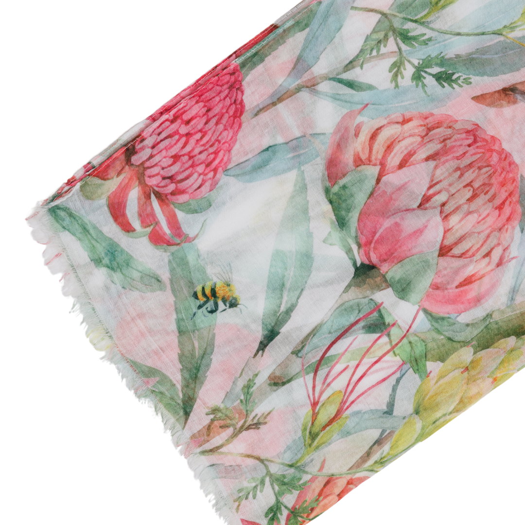 Pink Protea Floral Scarf