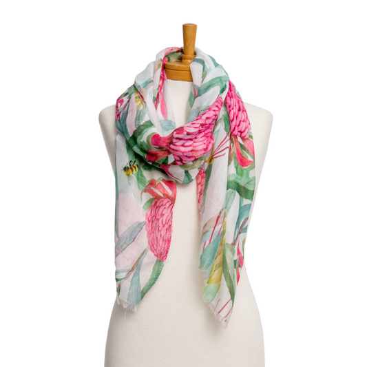 Pink Protea Floral Scarf