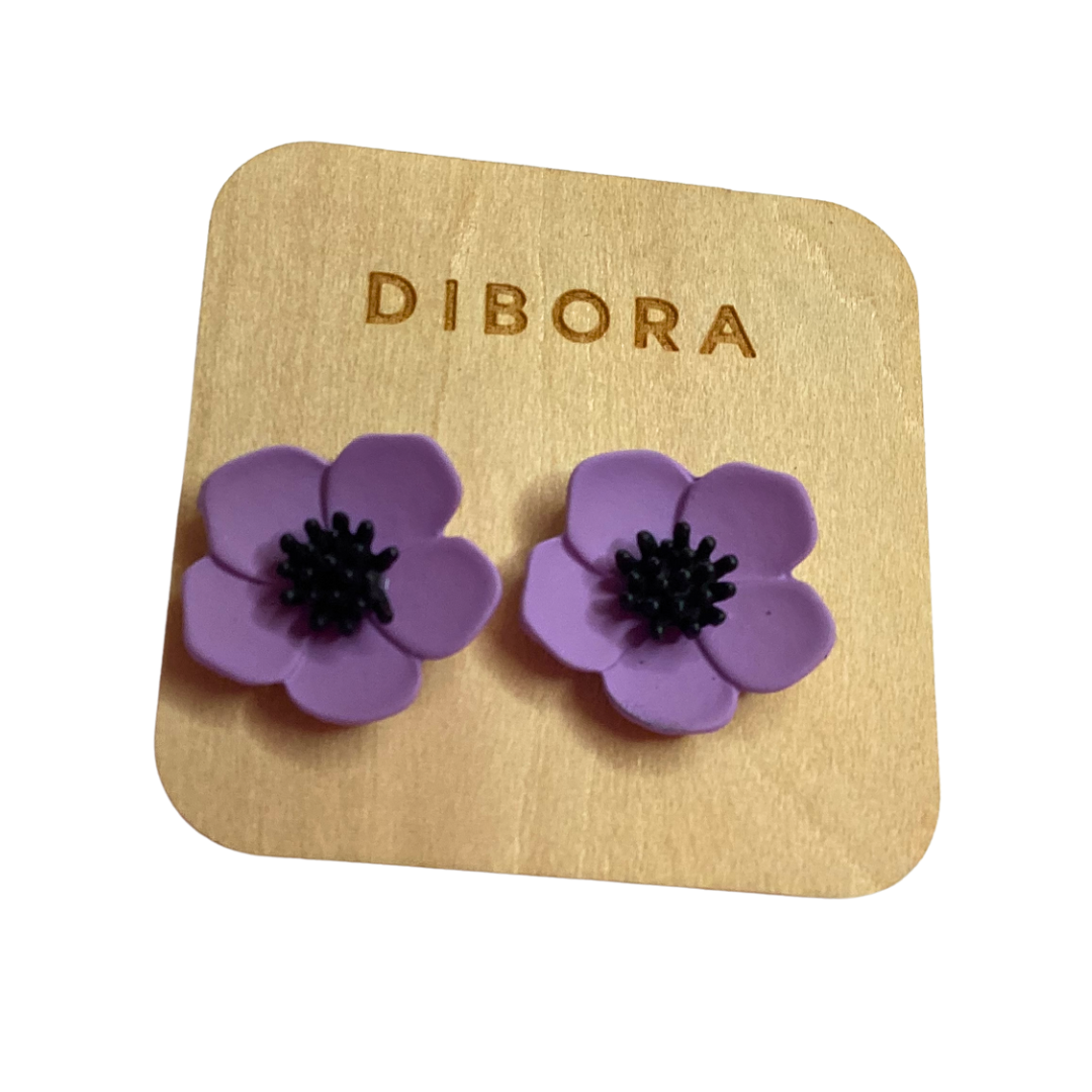 Purple Flower Stud Earrings