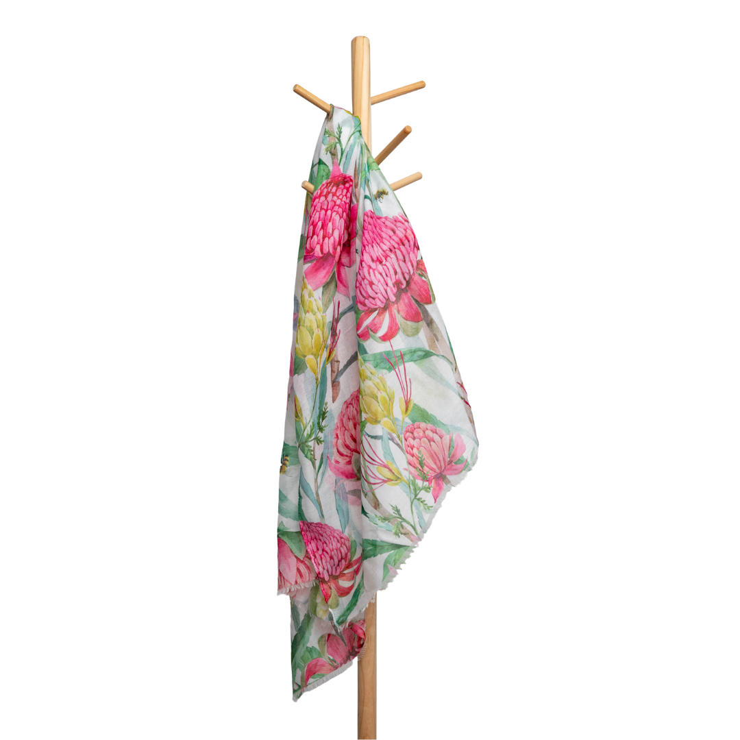 Pink Protea Floral Scarf
