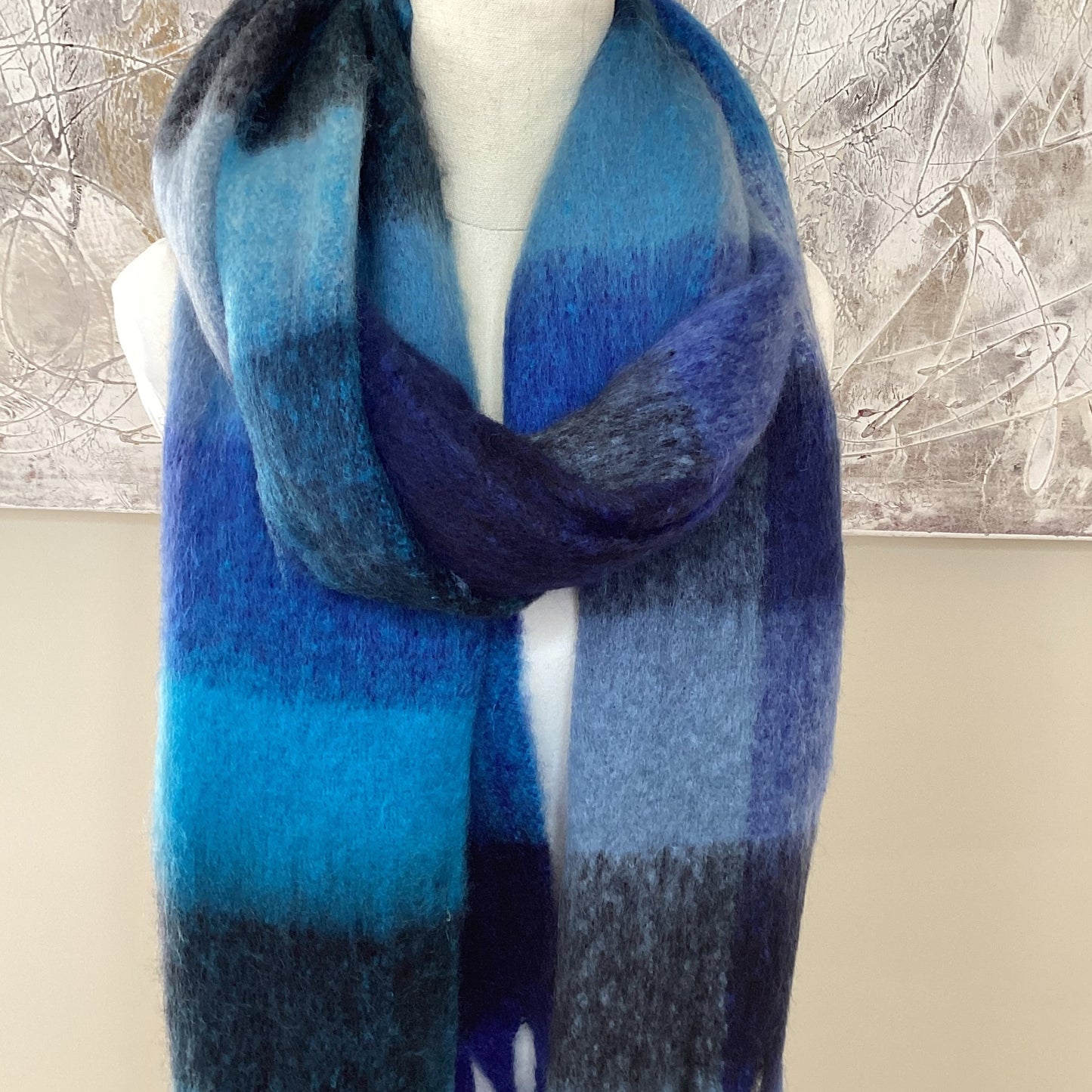 Blue Check Blanket Scarf