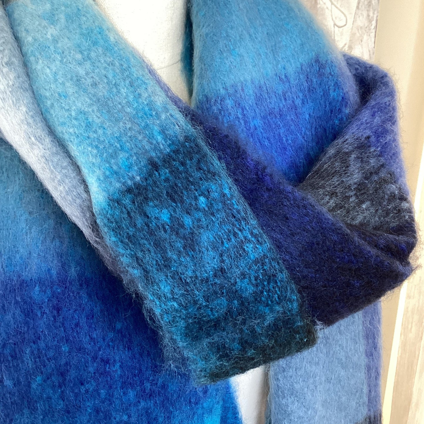 Blue Check Blanket Scarf