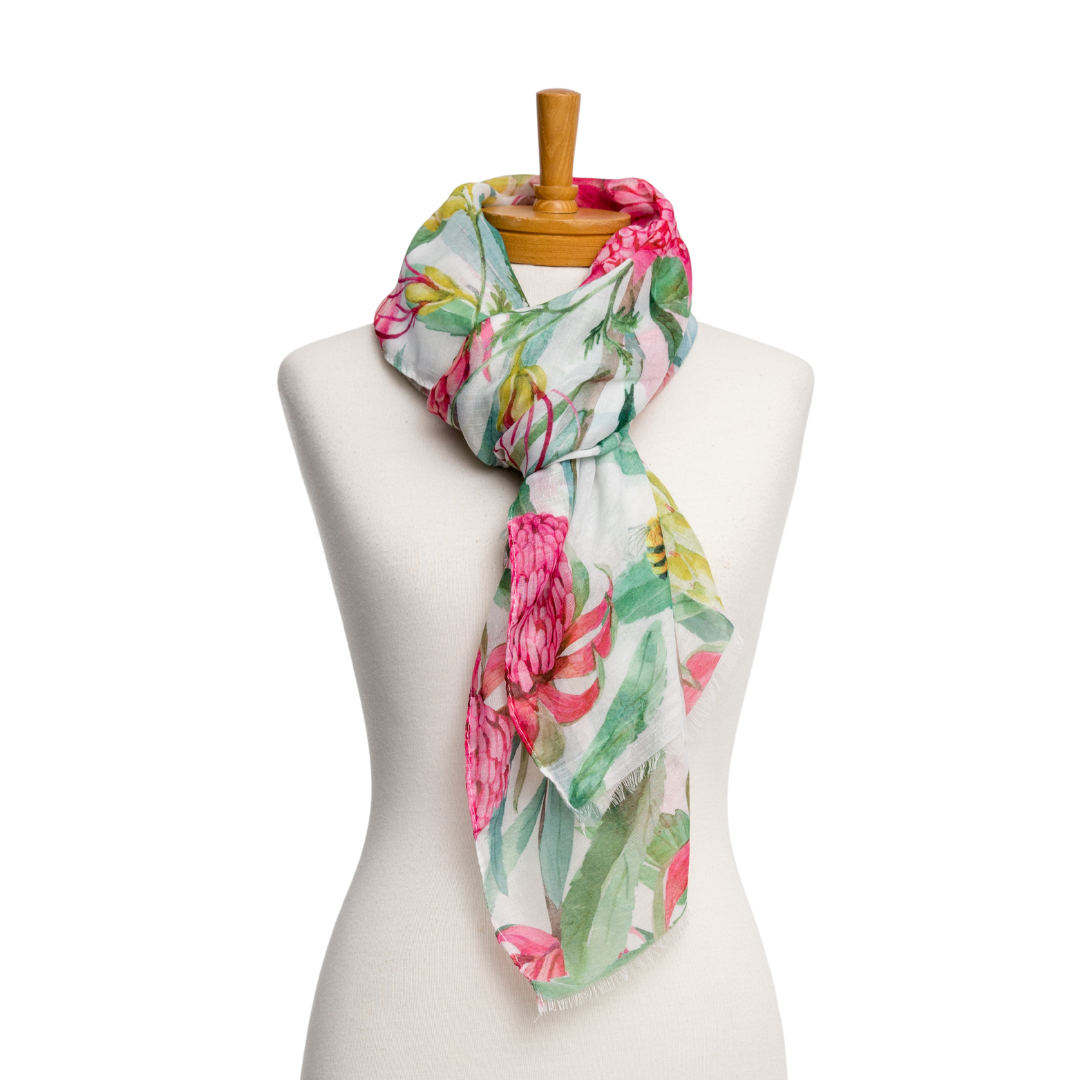 Pink Protea Floral Scarf