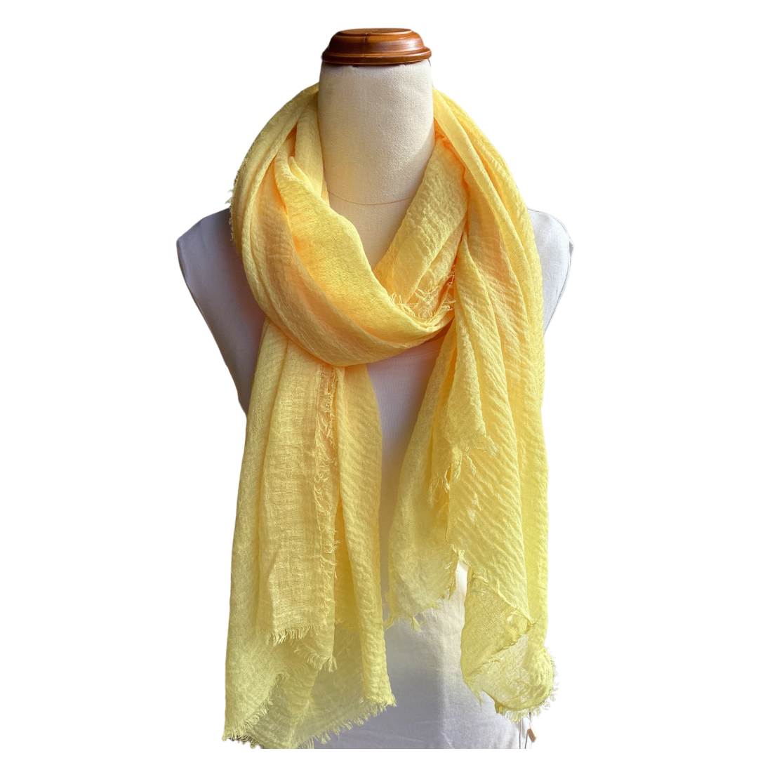 Lemon Yellow Plain Crinkle Scarf