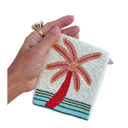 Poolside Palm Beaded Purse