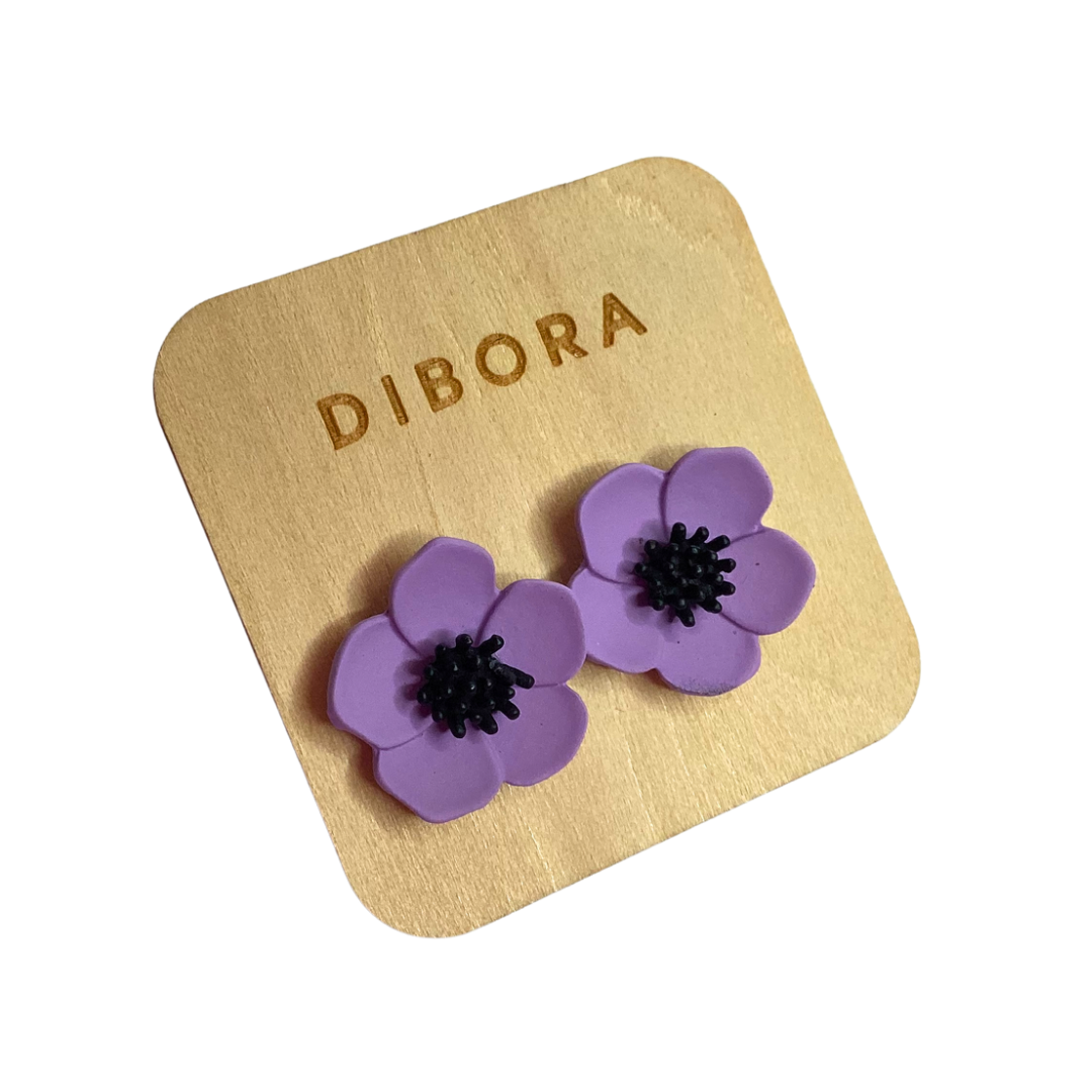 Purple Flower Stud Earrings