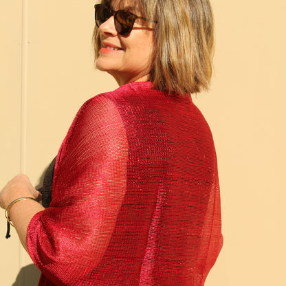 Red Glitter Evening Shawl Wrap