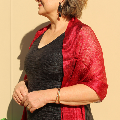 Red Glitter Evening Shawl Wrap