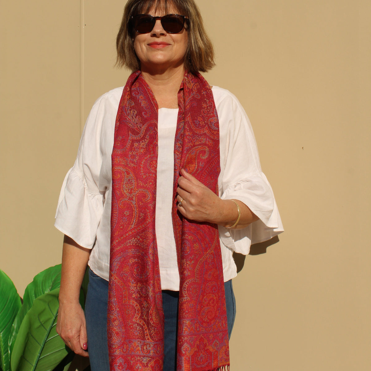 Red Marrakesh Pashmina Style Wrap